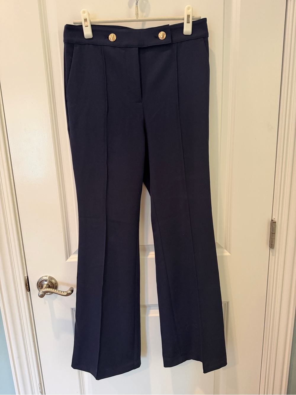 LOFT Navy Wide Leg Gold Button Pants Size 4